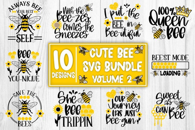Cute Bee SVG Bee SVG Honey Bee SVG Bumble Bee SVG Mini Bundle SVG Whistlepig Designs 
