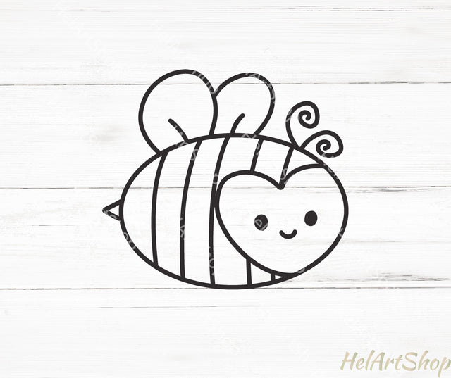 Cute Bee Svg, Kawaii Bee Svg SVG _HelArtShop_ 