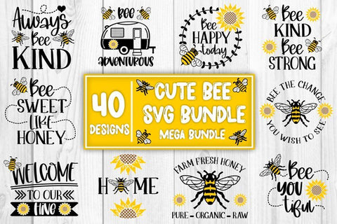 Cute Bee SVG Mega Bundle Honey Bee SVG Bumble Bee SVG Bee Quotes Bundle SVG Whistlepig Designs 