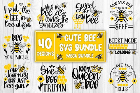 Cute Bee SVG Mega Bundle Honey Bee SVG Bumble Bee SVG Bee Quotes Bundle SVG Whistlepig Designs 