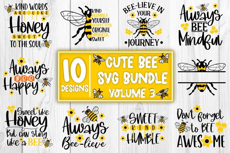 Cute Bee SVG Mini Bundle Bee SVG Bumble Bee SVG Honey Bee SVG - So Fontsy