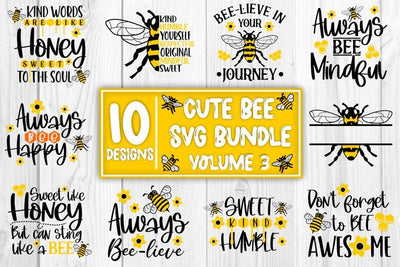 Cute Bee SVG Mini Bundle Bee SVG Bumble Bee SVG Honey Bee SVG SVG Whistlepig Designs 