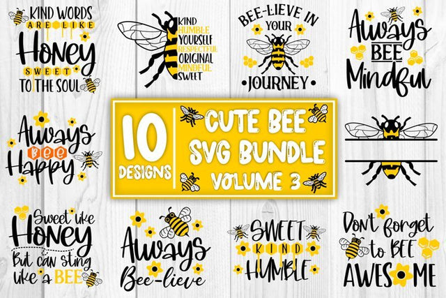Cute Bee SVG Mini Bundle Bee SVG Bumble Bee SVG Honey Bee SVG SVG Whistlepig Designs 