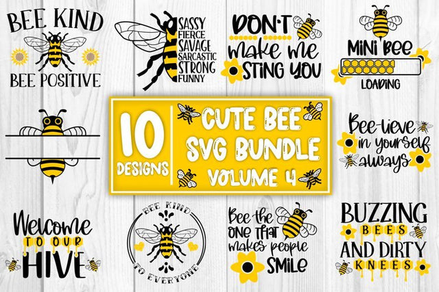 Cute Bee SVG Mini Bundle Bee SVG Honey Bee SVG Bumble Bee SVG SVG Whistlepig Designs 