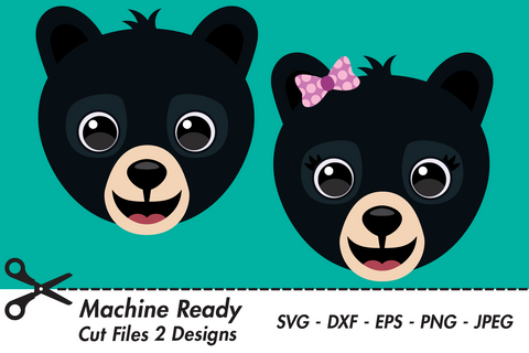 Cute Black Bear Faces | Woodland SVG SVG Captain Creative 