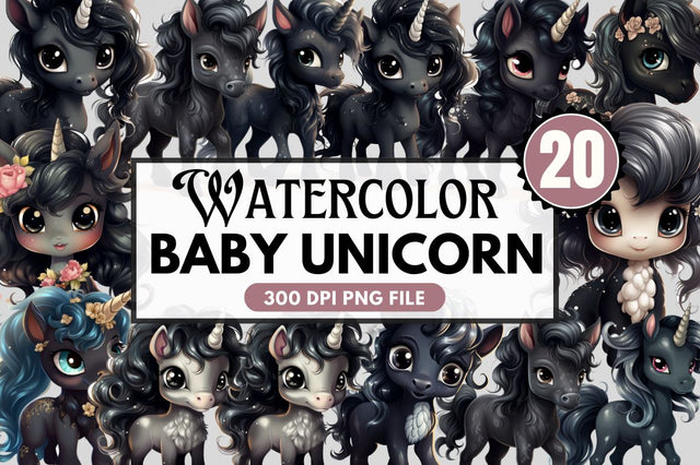 Cute Black Unicorn Clipart Sublimation Regulrcrative 