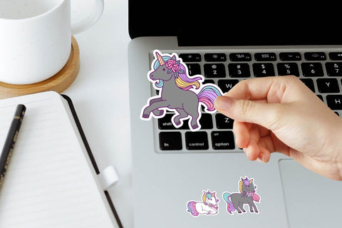 Cute Black Unicorn sticker Clipart SVG dadan_pm 