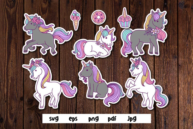 Cute Black Unicorn sticker Clipart SVG dadan_pm 