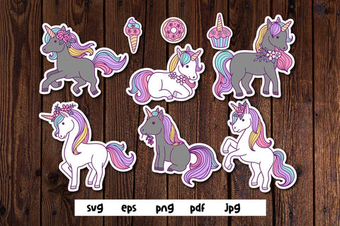 Cute Black Unicorn sticker Clipart SVG dadan_pm 