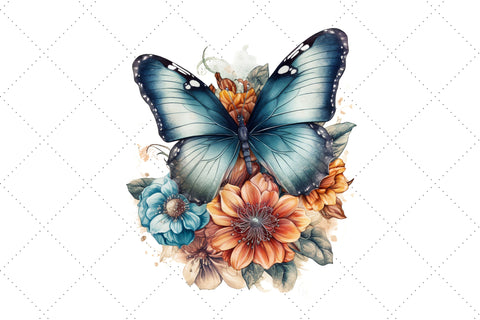 Cute Blue Butterfly Sublimation Clipart Bundle, Sublimation, Cute Blue Butterfly Sublimation FloridPrintables 