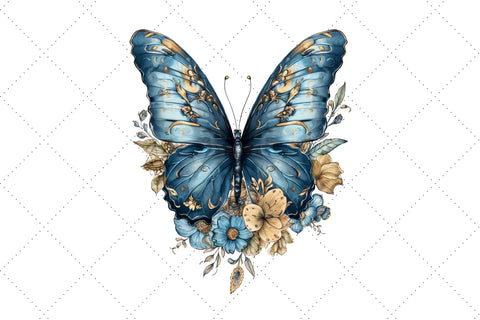 Cute Blue Butterfly Sublimation Clipart Bundle, Sublimation, Cute Blue Butterfly Sublimation FloridPrintables 