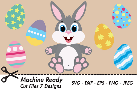 Cute Boy Bunny Rabbit With Easter Eggs | Easter SVG SVG Captain Creative 