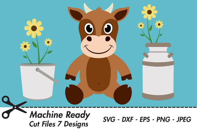 Cute Boy Cow With Flowers | Farm SVG SVG Captain Creative 
