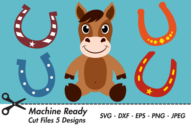 Cute Boy Horse With Horseshoes | Farm SVG SVG Captain Creative 