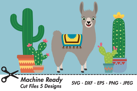 Cute Boy Llama With Cacti | Farm SVG SVG Captain Creative 