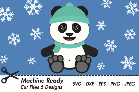 Cute Boy Panda Bear With Snowflakes | Woodland Winter SVG SVG Captain Creative 