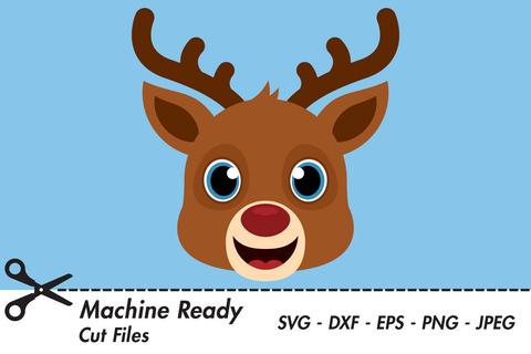 Cute Boy Reindeer Face | Woodland Winter SVG SVG Captain Creative 