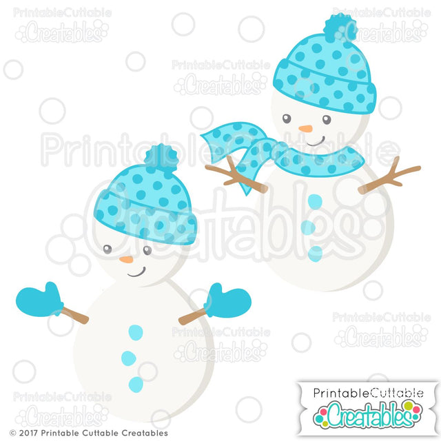 Cute Boy Snowman SVG Printable Cuttable Creatables 