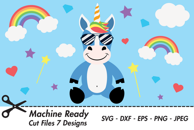 Cute Boy Unicorn With Shades | Magical SVG SVG Captain Creative 