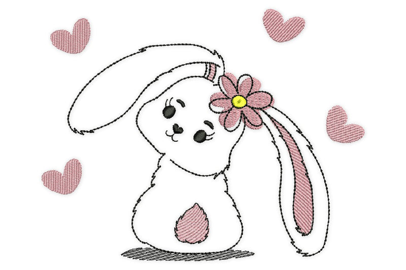 Cute Bunny Embroidery Design, Easter Embroidery Design - So Fontsy