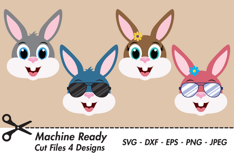 Cute Bunny Rabbit Face Bundle | Woodland SVG SVG Captain Creative 