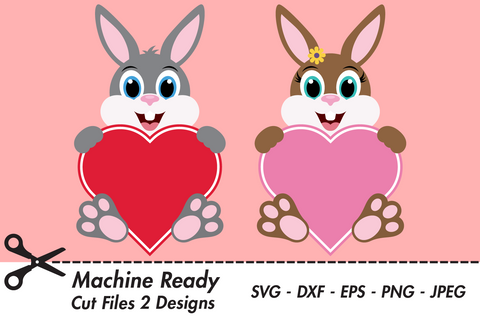 Cute Bunny Rabbit Valentine Hearts | Valentines SVG SVG Captain Creative 