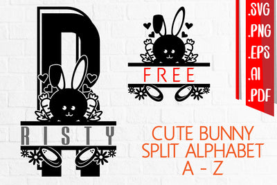 Cute Bunny Split Alphabet A-Z Bundle - Svg eps ai png pdf SVG zafrans studio 