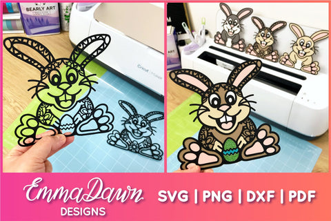 Cute Bunny SVG, Mandala Bunny SVG SVG Emma Dawn Designs 