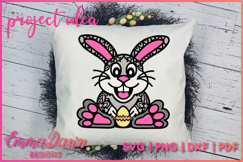 Cute Bunny SVG, Mandala Bunny SVG SVG Emma Dawn Designs 