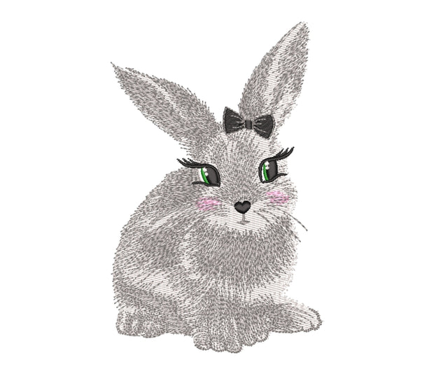 Cute Bunny with a Bow Embroidery Design, Easter Embroidery File, 3 sizes Embroidery/Applique DESIGNS Nino Nadaraia 