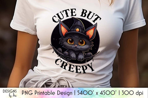 Cute but Creepy Halloween Cat Printable PNG Sublimation Designs by Ira 