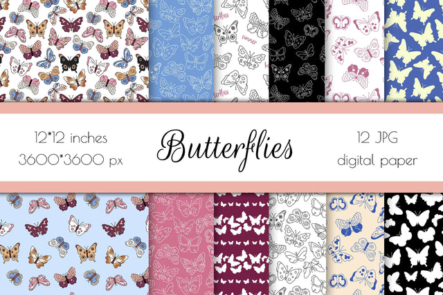 Cute Butterflies Patterns| JPG Digital Paper Digital Pattern AnnaViolet_store 