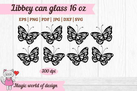Cute Butterflies svg Libbey Can Glass 16 oz SVG Magic world of design 