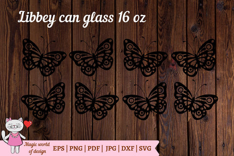 Cute Butterflies svg Libbey Can Glass 16 oz SVG Magic world of design 