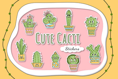 Cute cacti stickers Sublimation Rin Green 