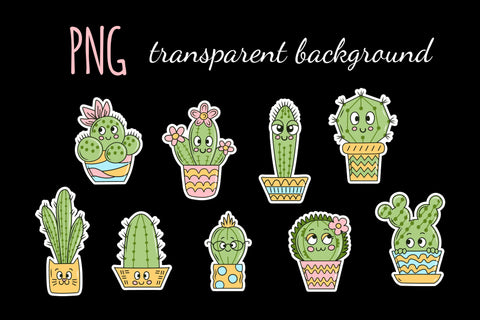 Cute cacti stickers Sublimation Rin Green 