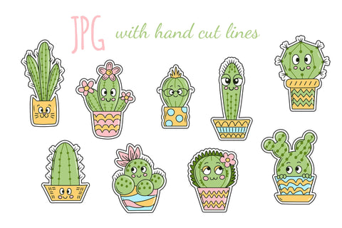 Cute cacti stickers Sublimation Rin Green 