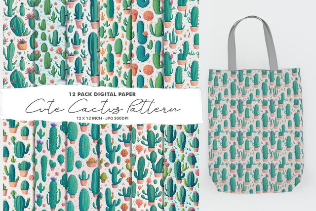 Cute Cactus Digital Paper Seamless Pattern Digital Pattern artnoy 