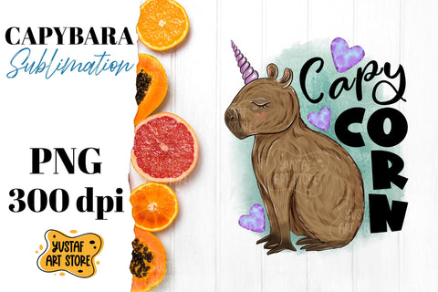 Cute capybara sublimation design. Capycorn. Capybara unicorn Sublimation Yustaf Art Store 