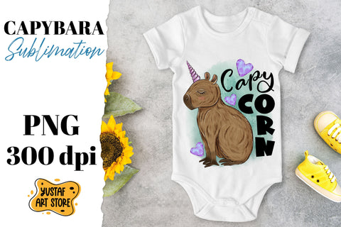 Cute capybara sublimation design. Capycorn. Capybara unicorn Sublimation Yustaf Art Store 