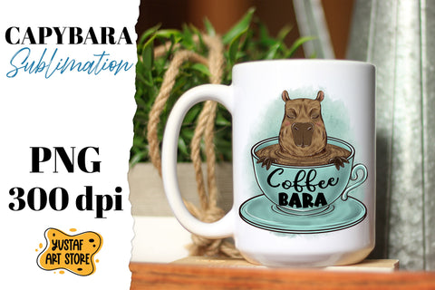 Cute capybara sublimation design. Coffeebara. Coffee design Sublimation Yustaf Art Store 