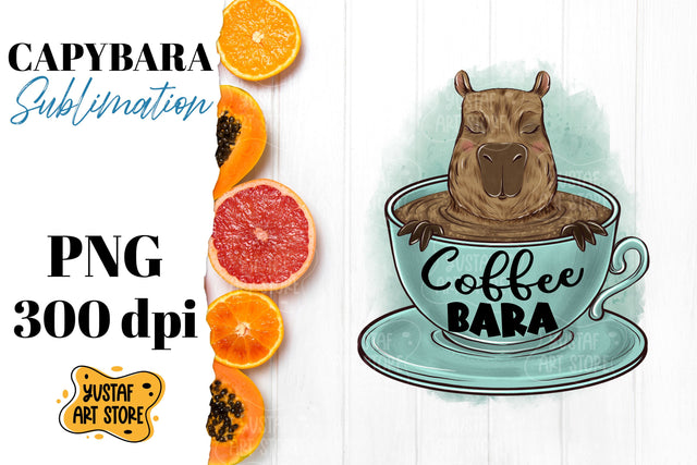 Cute capybara sublimation design. Coffeebara. Coffee design Sublimation Yustaf Art Store 