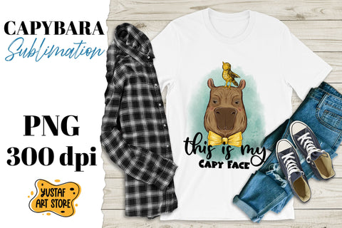 Cute capybara with bird sublimation. This is my capy face Sublimation Yustaf Art Store 