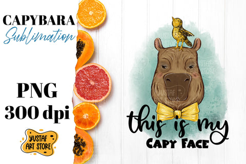 Cute capybara with bird sublimation. This is my capy face Sublimation Yustaf Art Store 