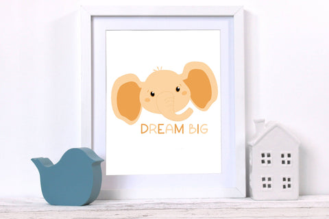 Cute cartoon animal - Baby elephant sublimation png - Dream big Sublimation LuckyTurtleArt 