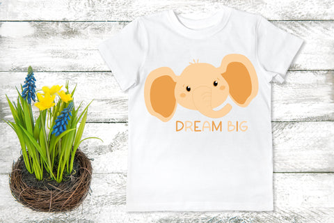 Cute cartoon animal - Baby elephant sublimation png - Dream big Sublimation LuckyTurtleArt 