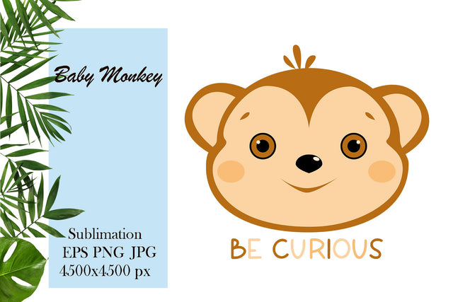Cute cartoon animal - Baby monkey sublimation png Sublimation LuckyTurtleArt 