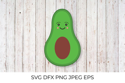 Cute cartoon avocado SVG. Smiling fruit character SVG LaBelezoka 