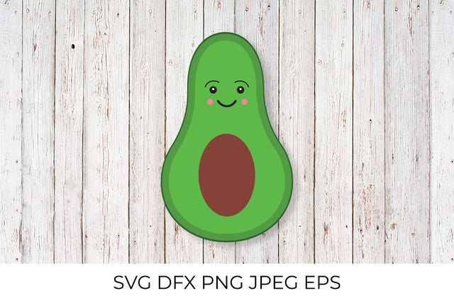 Cute cartoon avocado SVG. Smiling fruit character SVG LaBelezoka 