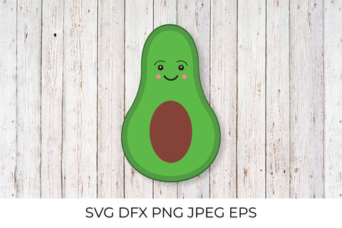 Cute cartoon avocado SVG. Smiling fruit character SVG LaBelezoka 